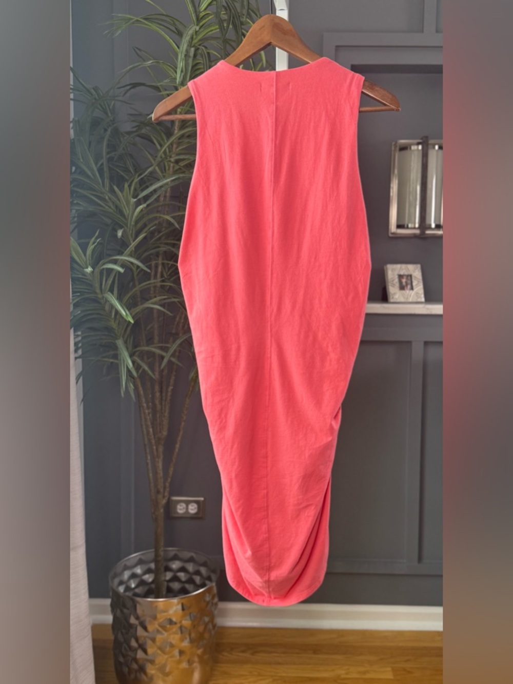 ATHLETA Stella Dress Coral Ruched Bodycon Lined Size Small - Picture 4 of 7